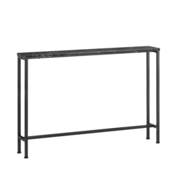 SoBuy Slim Console Table, Black Marble Effect Top, Metal Frame, 47.2x7.9x31.5 in, 6.15 kg - FSB19-XL-SCH