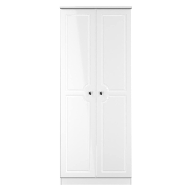 Stratford Double Wardrobe in White Gloss & White Matt (Ready Assembled) White White Gloss & White Matt