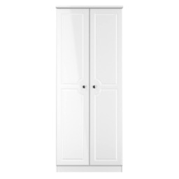 Stratford Double Wardrobe in White Gloss & White Matt (Ready Assembled) White White Gloss & White Matt