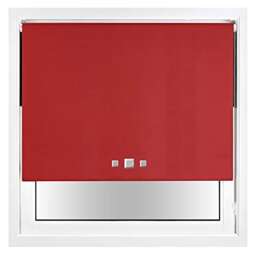 FURNISHED Blackout Roller Blind with Triple Square Eyelets Easy Fit Window Shade Red Red (W) 80cm x (L) 165cm
