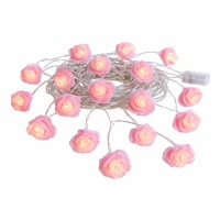 Neo Pink Rose 20 LED String Lights Battery Operated Fairy Romantic Flower Bedroom Wedding Valentines Day Party Indoor Outdoor Decor