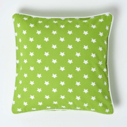 Homescapes Cotton Green Stars Cushion Cover - 45 x 45 cm Green Green 45 x 45 cm