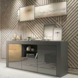 TV Unit TV Stand Sideboard Media Cabinet Storage Cabinet Grey High Gloss 145cm