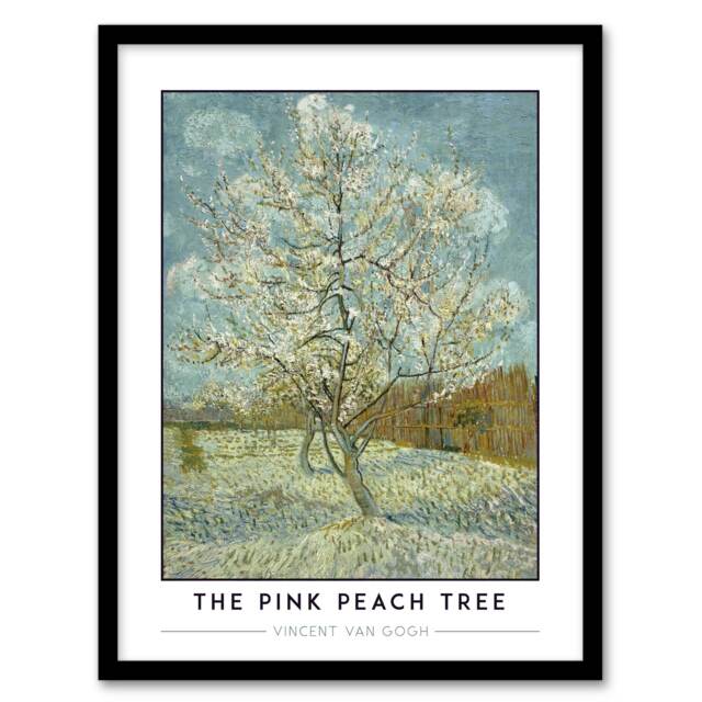 "Van Gogh The Pink Peach Tree Souvenir de Mauve Framed Wall Art Print 12X16"" Blue"