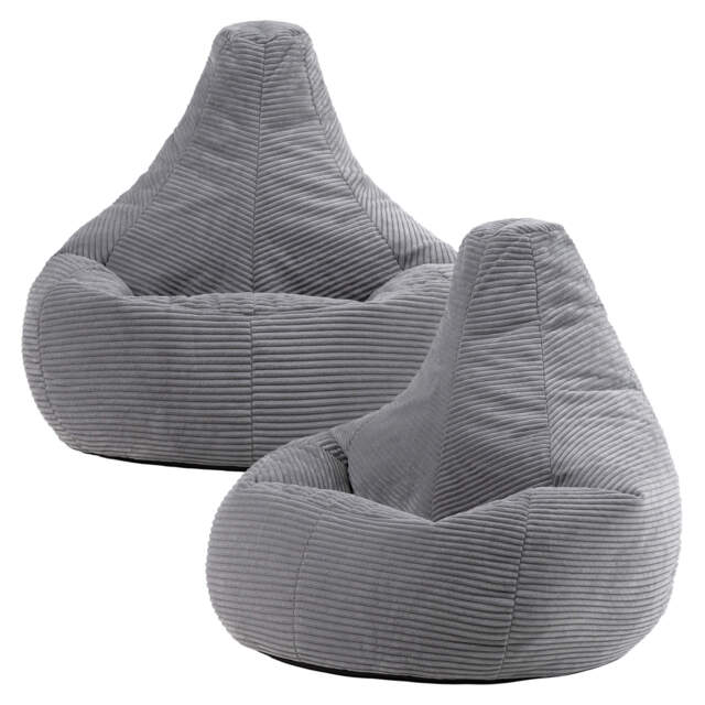 Gaming Bean Bag Recliner Jumbo Cord Grey