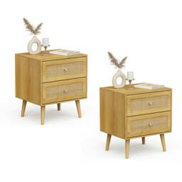 Sienna Set of 2 Rattan 2 Drawer Bedside Tables