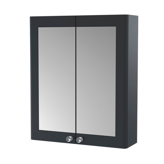 Balterley Classic Traditional Bathroom Wall Hung 2-Door Mirror Cabinet Grey Satin Soft Black 1