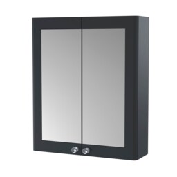 Balterley Classic Traditional Bathroom Wall Hung 2-Door Mirror Cabinet Grey Satin Soft Black 1