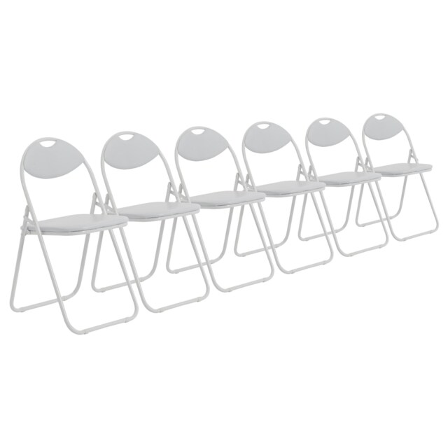 Harbour Housewares Padded Folding Chairs - White - Pack of 6 White White