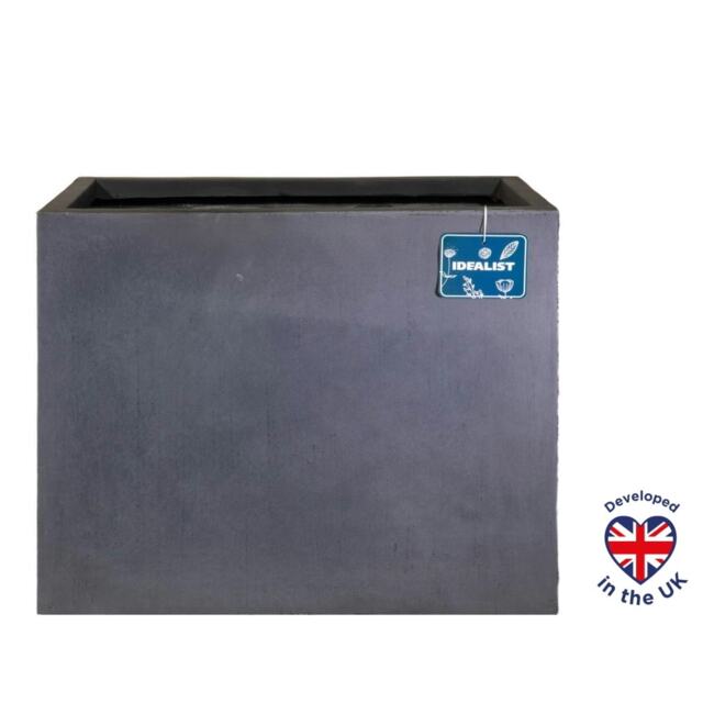 Narrow Light Concrete Faux Lead Trough Planter H60 L70 W40 cm, 168 ltrs Cap.