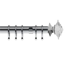 35mm Fixed Length Metal Curtain Pole Set Satin Silver Luxe Aztec Finial 140cm Silver Silver