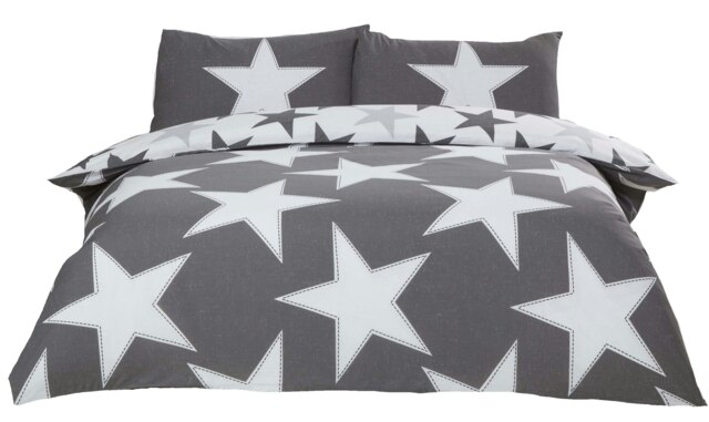 All Stars Polycotton Reversible Duvet Set with Pillowcase Grey Single 1