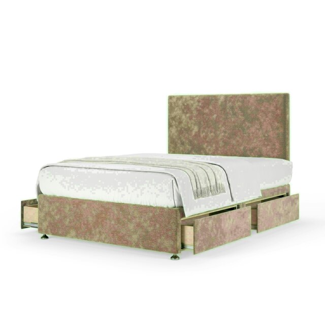 Mink Chenille 4 Drawer Divan Base and Valencia Headboard Small Double