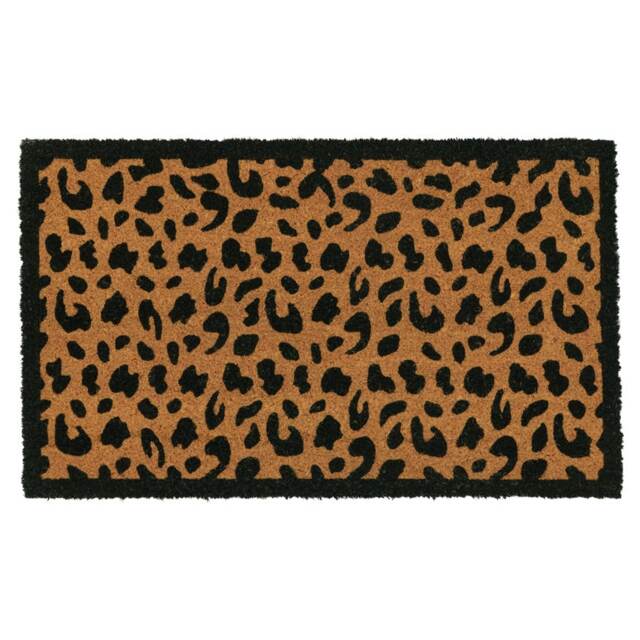 KUKOON Leopard Print Coir Doormat 45cm x 75cm