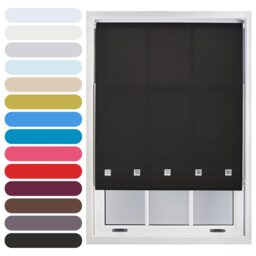 FURNISHED Roller Blinds Daylight Square Eyelet Light Filtering Easy Fit Trimmable Window Shade Black Black