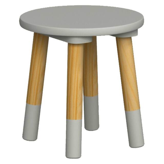Kids Wooden Stool Seat Round Chair Toddlers Kids Small Children Home Nursery Grey 1 Grey