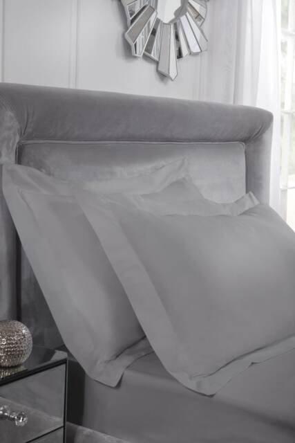 400 Thread Count Cotton Collection Oxford Pillowcase Pair in Silver Grey Grey