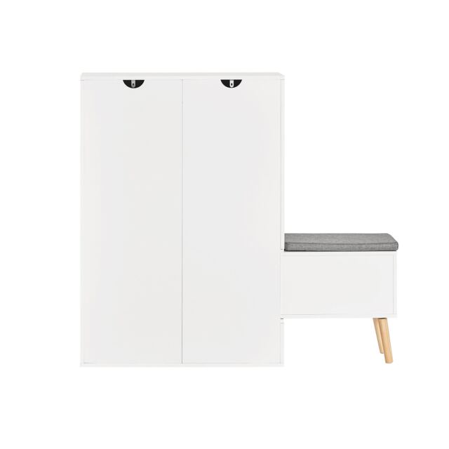 SoBuy Hallway Shoe Cabinet with Storage Bench, White, 48.8x31.5x45.3 in, 44.6 kg - FSR134-W