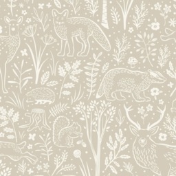 Grandeco Native Woodland Animals Nursery Textured Wallpaper, Beige Brown Beige 5.32