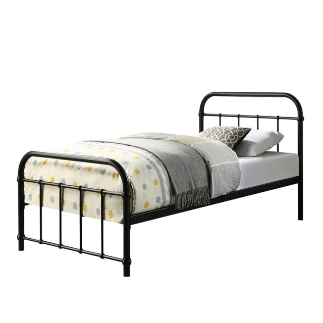 Tewin Vintage Hospital Style Black Metal Bed Frame (Single) Black Black Single