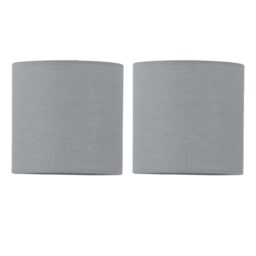 Set of 2 Grey Textured Cotton 15.5cm Table Lamp Shades Grey Small 2