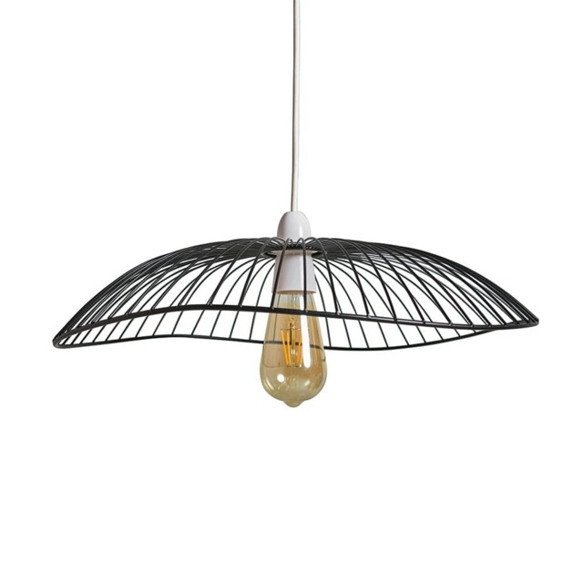 ValueLights Vella Wavy Black Wire Ceiling Pendant Shade Black