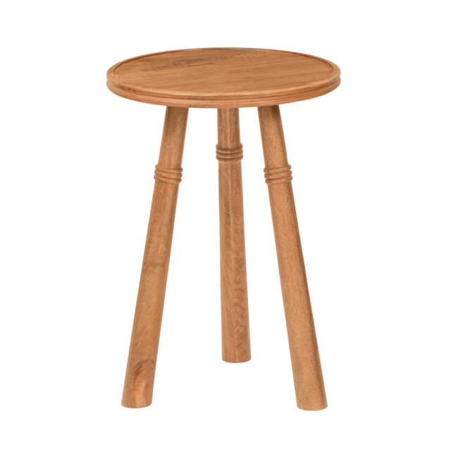 Lola Round Solid Mango Wood Side Table for Living Room Bedroom