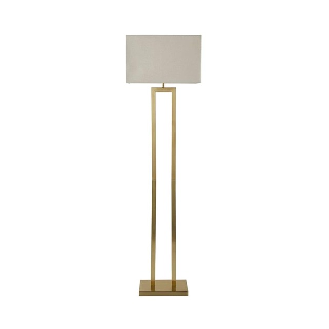 ValueLights Gloria Gold Metal Floor Lamp Rectangular Shade and Bulb