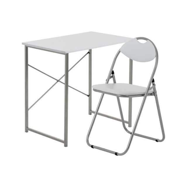Harbour Housewares Industrial Office Desk & Chair Set - Durable Compact Wooden Computer Bedroom Study Desk & Chair White White / White Chair One Size