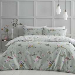 Songbird Reversible Duvet Cover Set Green Sage Green
