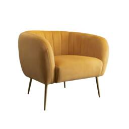 Matilda Velvet Fabric Accent Chair - Yellow