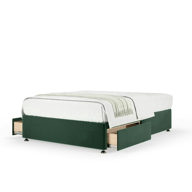 Neptune Spring Green Plush Velvet 2 Drawer Divan Set Small Single