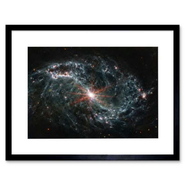 "NASA James Webb Telescope Gas Dust Galaxies 9x7"" Black Framed Wall Art Print"