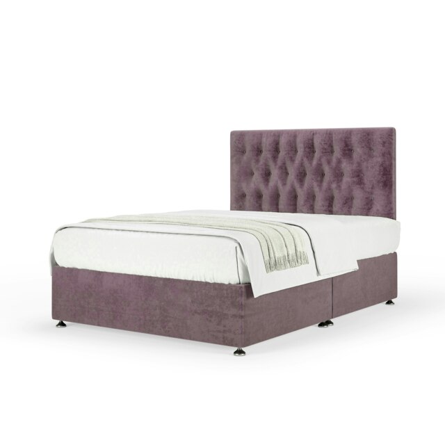 Majestic 1000 Pocket Sprung Mauve Naples Velvet Divan Set And Lona Headboard Double
