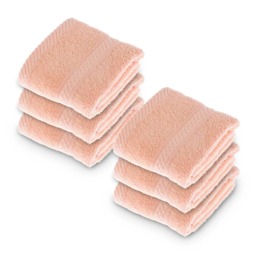 Homescapes Turkish Cotton Peach Face Cloth - Set of 6