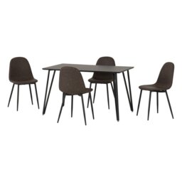 Marlow & Athens Indoor Dining Set with 4 Chairs - Black Marble - Brown Brown Black Marble/Brown Faux Leather 5
