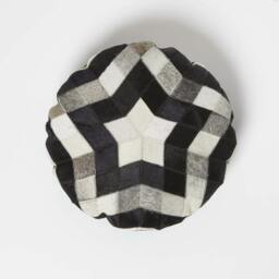 Homescapes Geometric Star Brown & Cream Round Leather Cushion - 40 cm