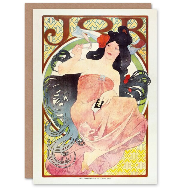 Alphonse Mucha Art Card Art Nouveau Vintage Job Paper Advert