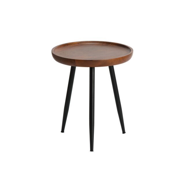 Chervey Round Solid Mango Wood Side Table with Tri-Pin Legs Small