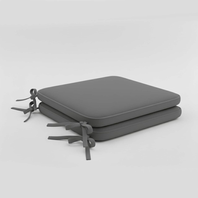 Foam Seat Pad with Ties Pack of 2 Comfortable Chair Cushion for Dining, Kitchen Garden Seating Grey
