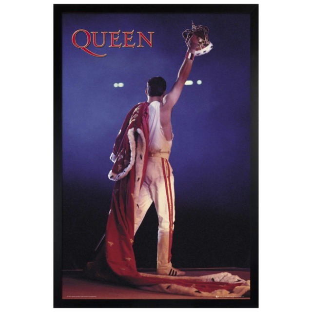 Black Wooden Framed Queen Crown Maxi Poster Multi