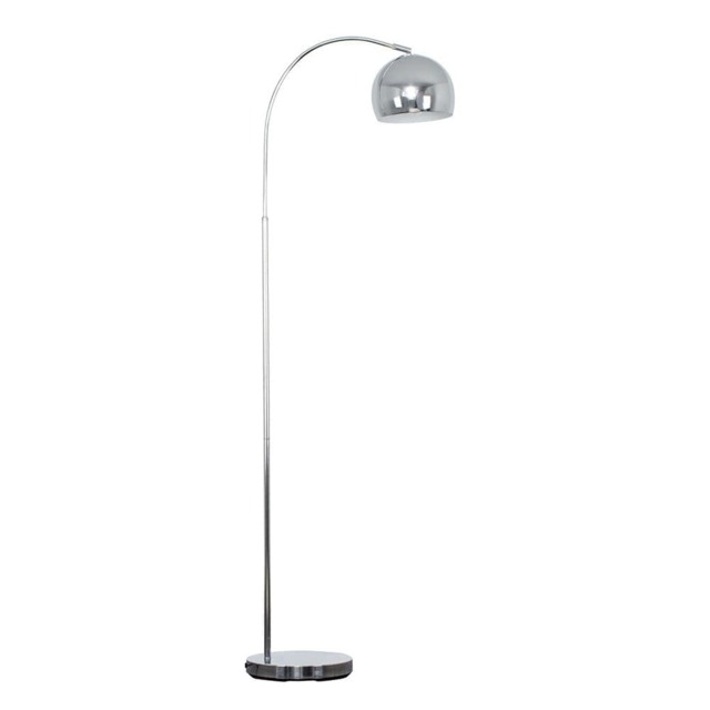 ValueLights Curva Chrome Floor Lamp Silver Dome Shade and Bulb
