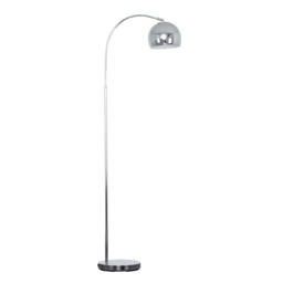 ValueLights Curva Chrome Floor Lamp Silver Dome Shade and Bulb