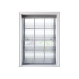 75cm Light Grey Faux Wood Venetian Blind With Strings 160cm Drop Grey Grey