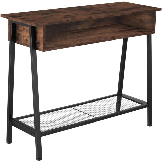 Sideboard Tralee - tabletop, storage compartment and grid shelf Brown Industrial wood dark, rustic 100 x 35 x 80,50 cm 1