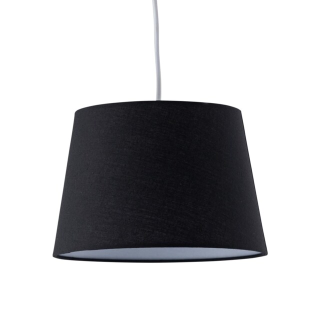 Black Cotton 23cm Tapered Cylinder Pendant or Lamp Shade Black Medium 1