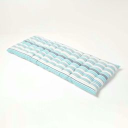 Homescapes Garden Bench Cushion Luxury 2 Seater Cotton Stripe Indoor Outdoor Seat Pad Blue 108 x 42 cm 1