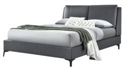 5ft King Size Faux Leather Upholstered Grey Pillow Back Padded Bed Frame Grey King