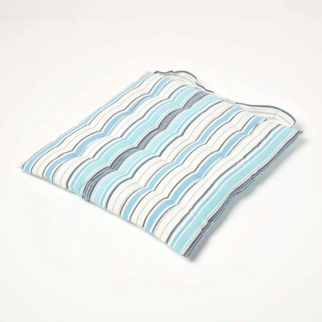 Homescapes Seat Pad Luxury Cotton Stripe Indoor Outdoor Garden Dining Cushion Blue 40 x 40 cm 1