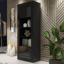 Display Cabinet Bookcase Sideboard Storage Cabinet Cupboard Black High Gloss 170cm